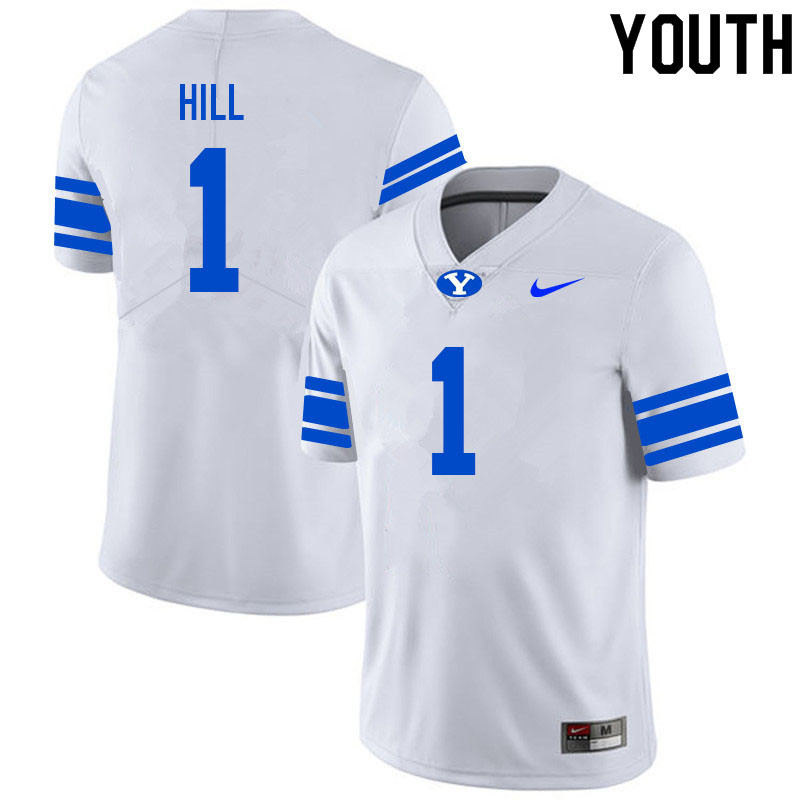 Youth #1 Keanu Hill BYU Cougars College Football Jerseys Sale-White